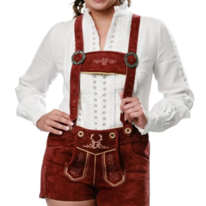 Dark Red Women's Hotpants Lederhosen